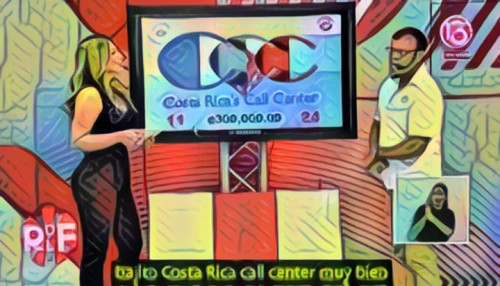 La Rueda de la Fortuna Canal 13. A supervisor at Costa Rica's Call Center wins 3,000,000 colones bon